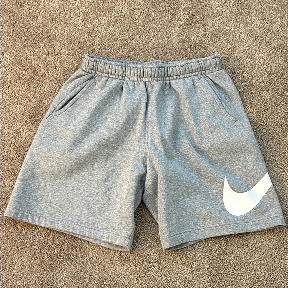 Nike Mens M Heather Gray Shorts with White Swoosh